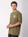Dark Tan Stamps Printed Oversized T-Shirt